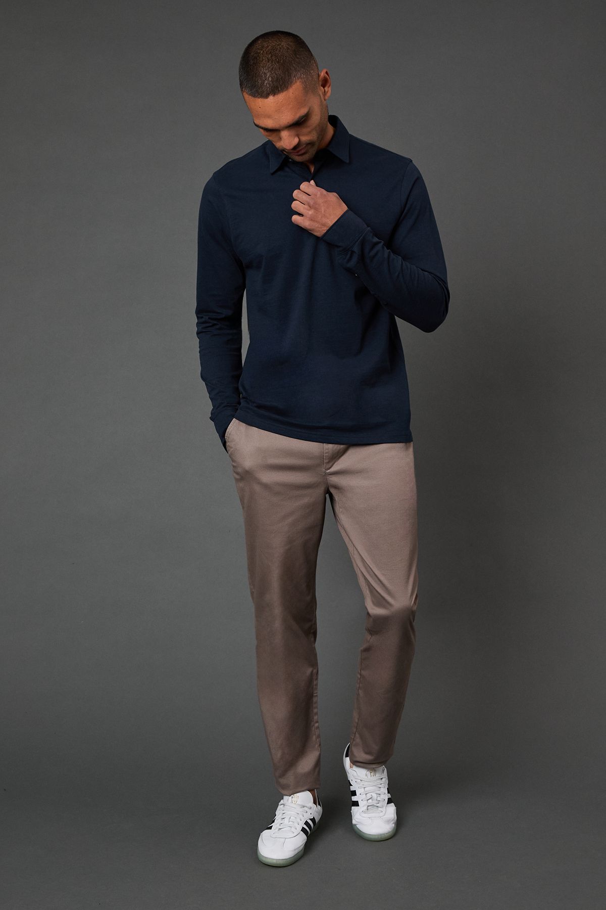 Burton Taupe Slim Fit Chino Trousers