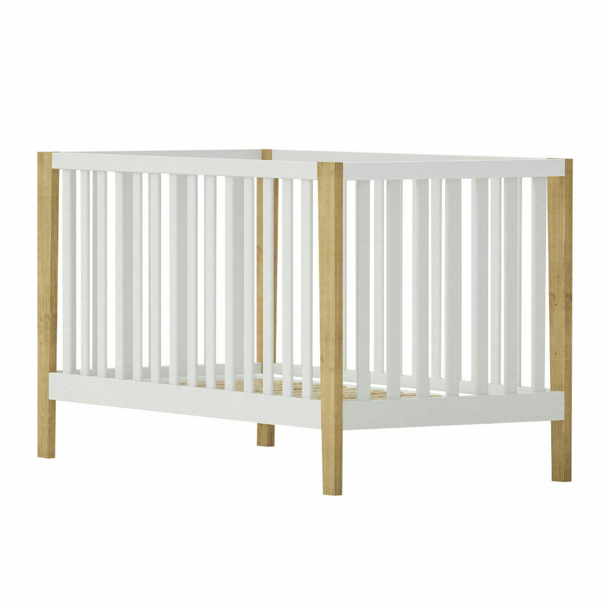 OLYMPE - Lit bébé 70x140 cm bois massif blanc et bois