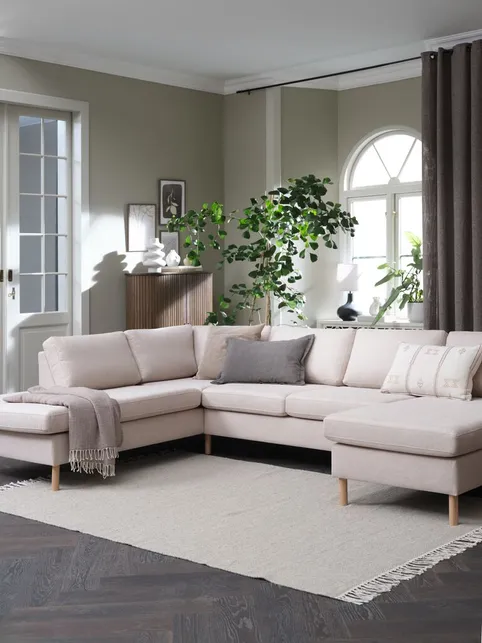 Hjørnesofa HELLERUP venstre beige/natur eg