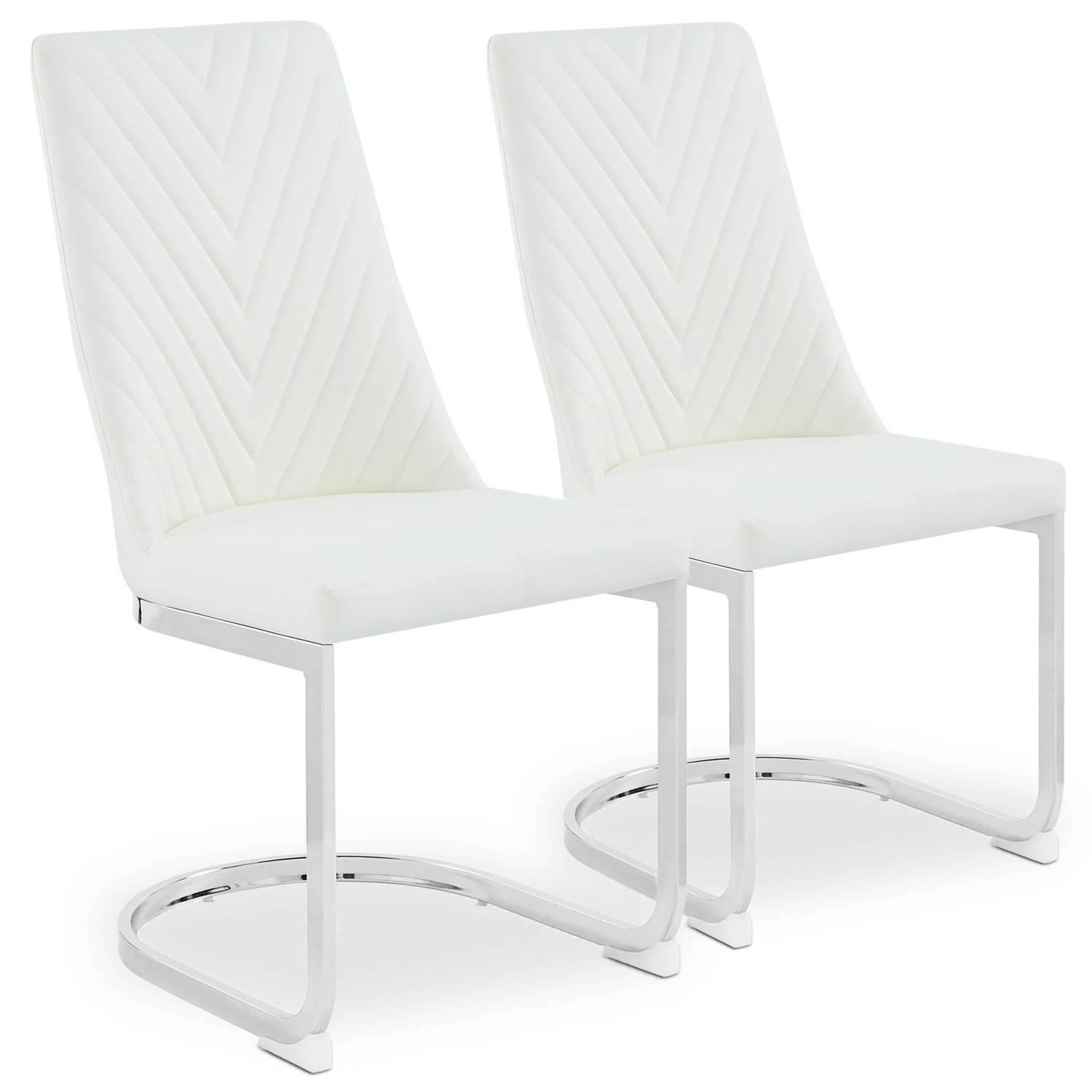 MISTIGRI - Lot de 2 chaises design simili blanc