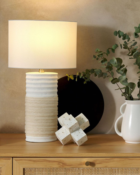 Lampka nocna biurkowa stołowa boho kremowa