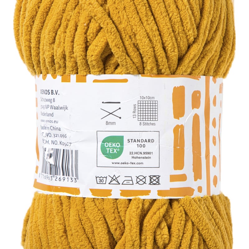 Garen chenille - geel - 100 gram - 60 meter