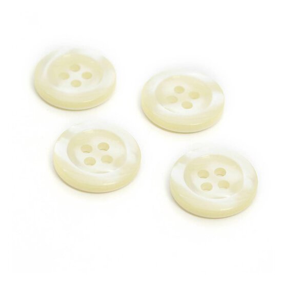 Hemline Cream Basic Shirt Blouse Button 4 Pack