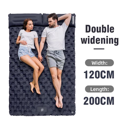 NNEOBA Extra-Wide Double Inflatable Camping Mattress Folding Pad Blue