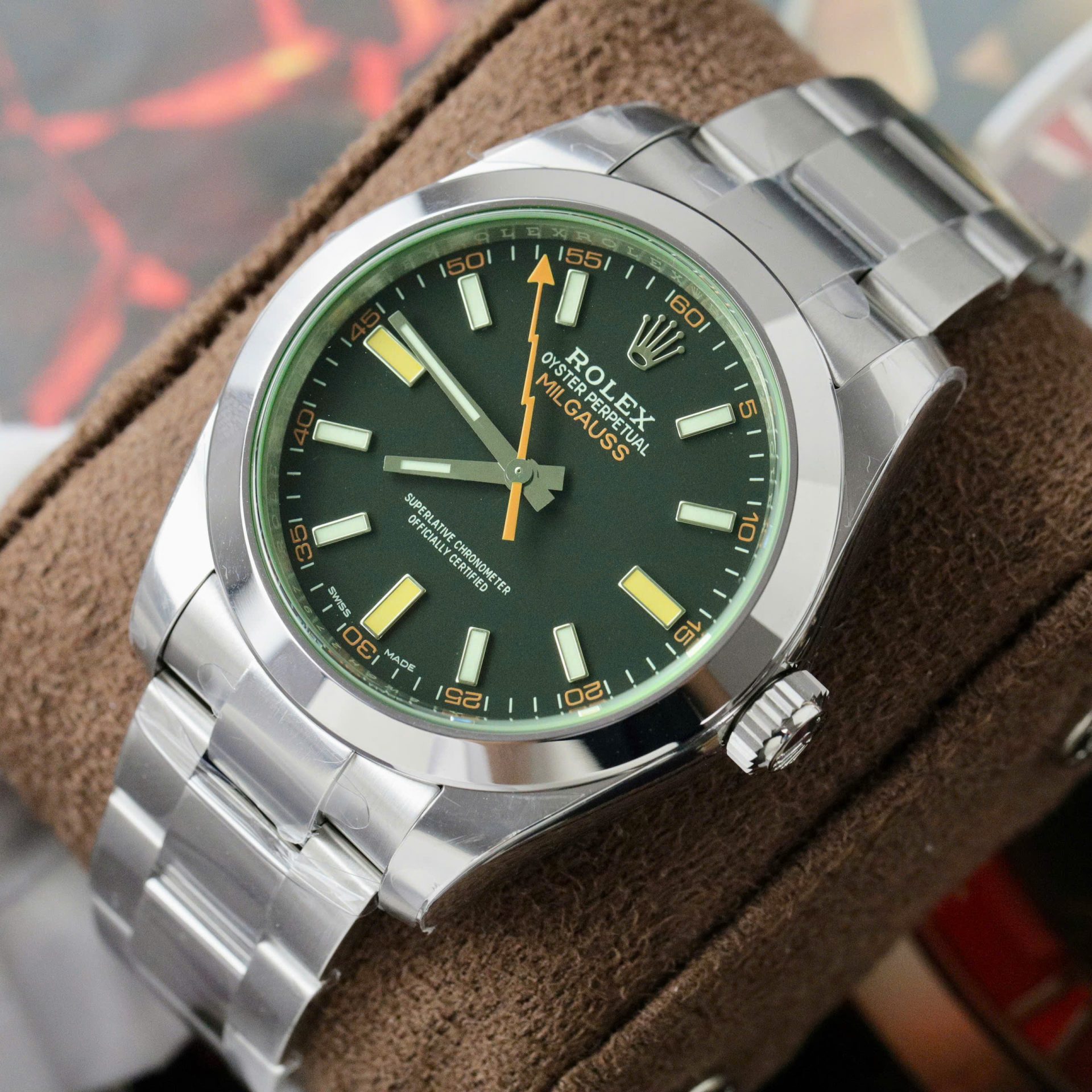 Rolex Milgauss 116400GV 904L Steel Black Dial Green Sapphire 40mm Oyster Super Clone