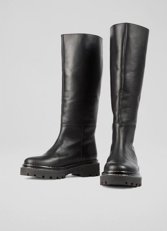 Julia Black Nappa Leather Knee Boots