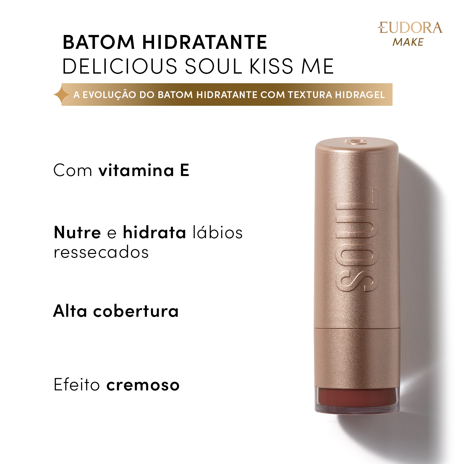 Batom Hidratante Marrom Delicious SOUL Kiss Me 3,7g