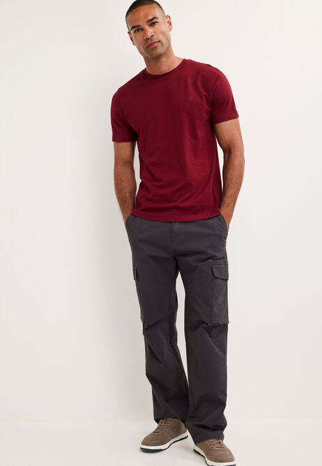 Mens Red Plain Cotton T-Shirt