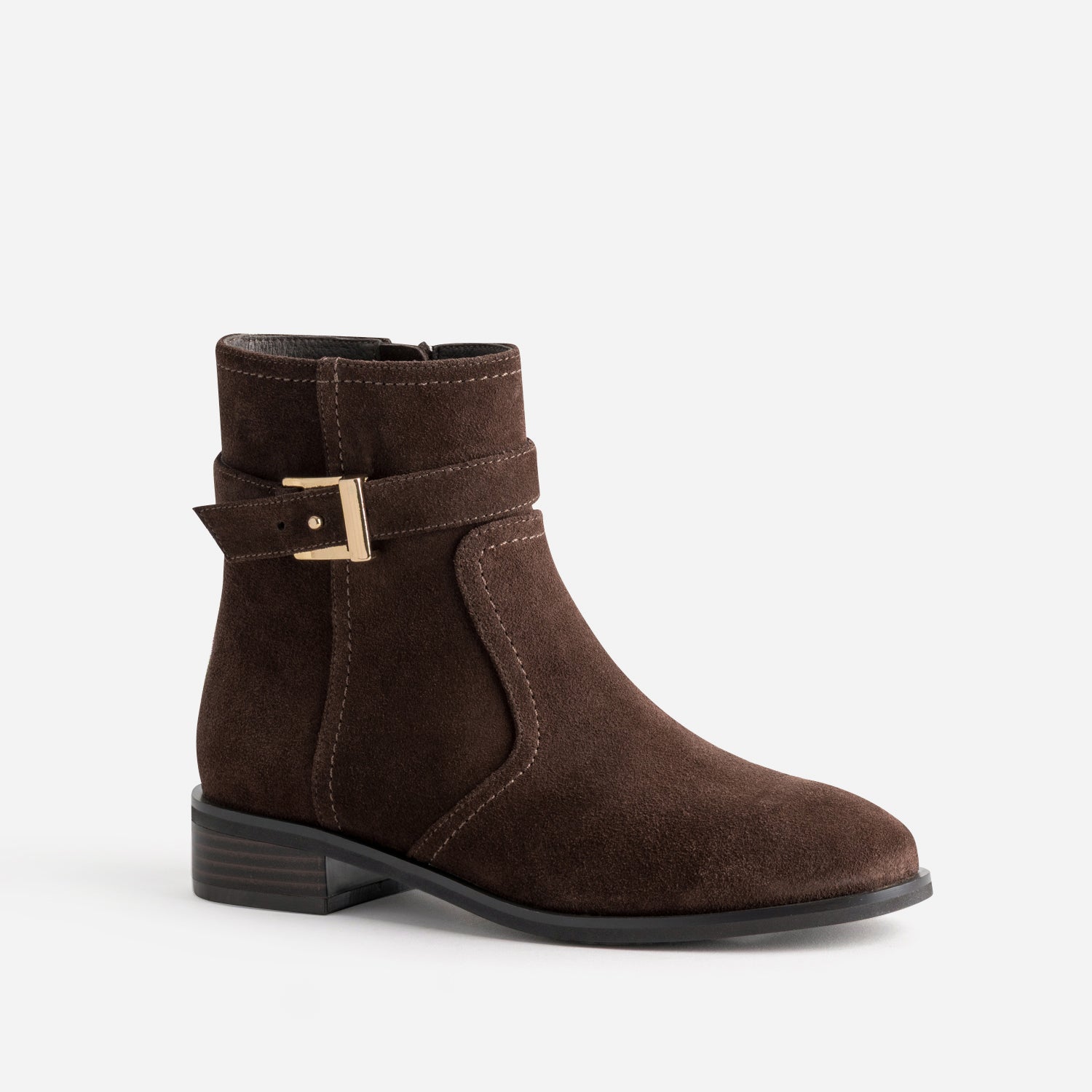 Boots marron cuir velours bride