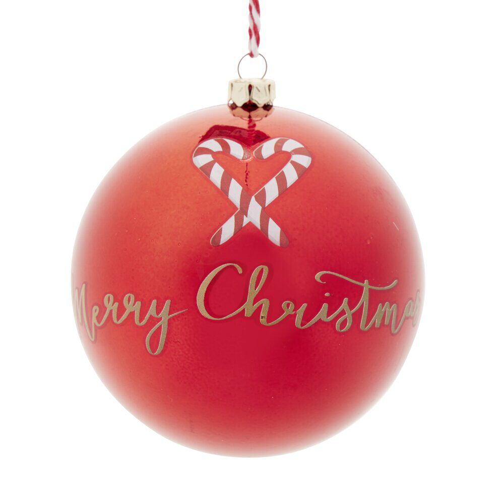 Boule de No&euml;l à suspendre en plastique décoré Ø8cm (3 modèles)