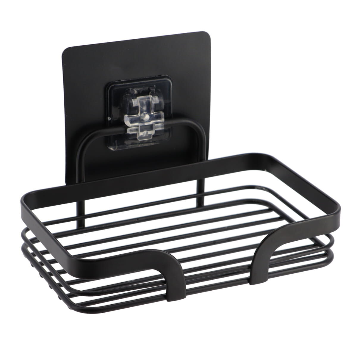 Saboneteira preta em metal com adesivo