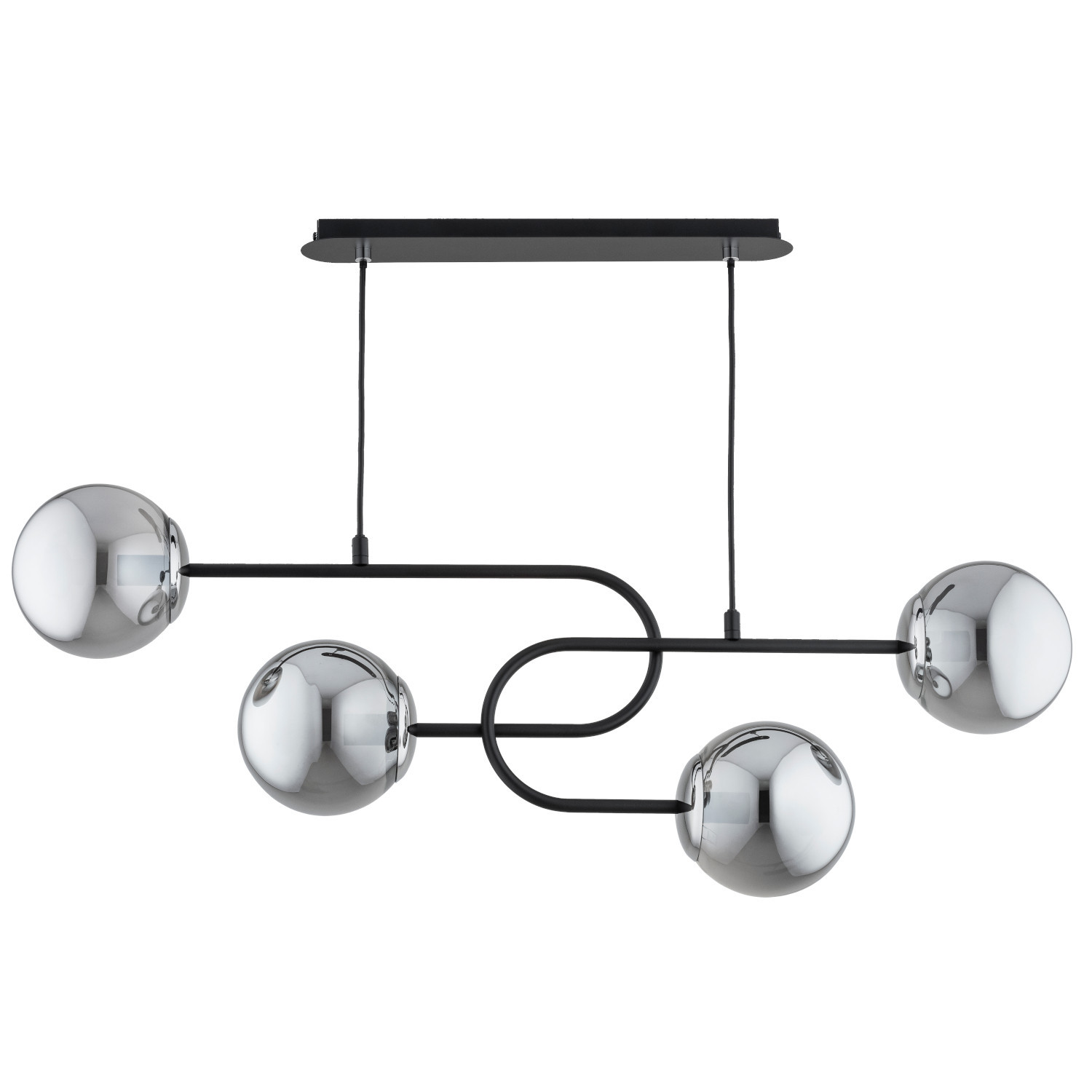 Lampa wisząca czarna-chromowana-dymiona NARI 4xE14x10W Alfa
