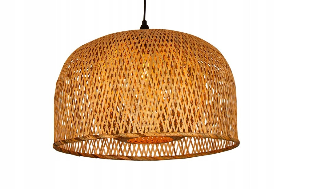 Lampa Sufitowa Wisząca Bambus BOHO Rattan Drewno Loft