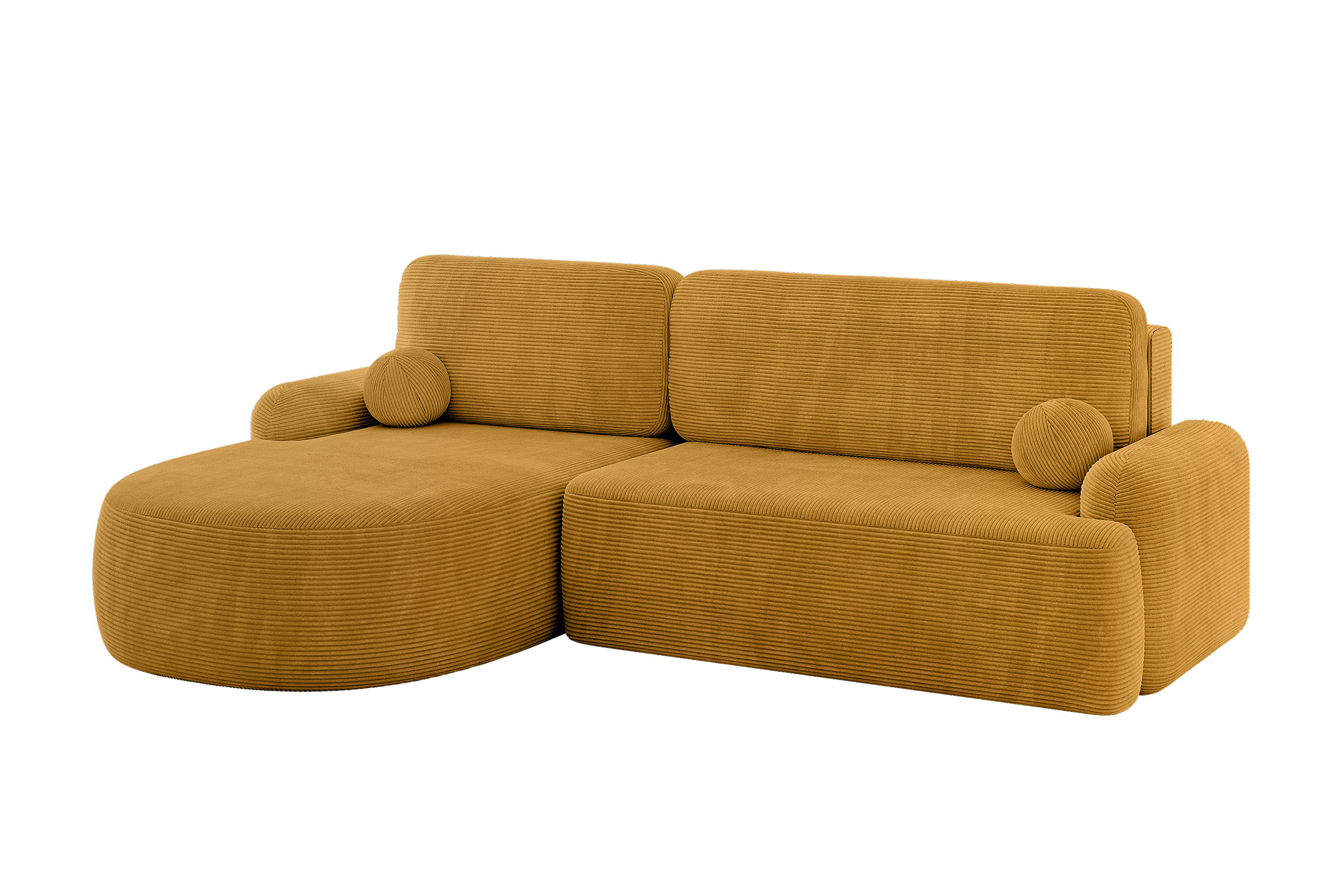 Narożnik z funkcją spania i pojemnikiem LIRA-L - 264x172x89cm Musztardowy