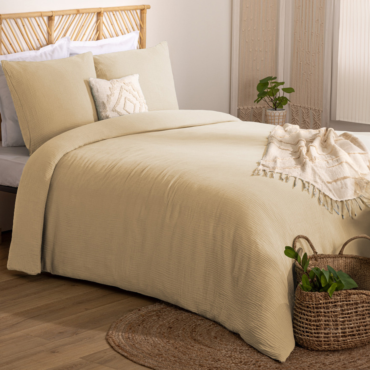 3-piece bed set "Flora" Cotton gauze, Linen, 260x240 cm