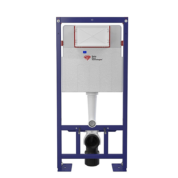 Pack WC Bâti-support Autoportant   WC sans bride SAT Delano   Abattant SoftClose   Plaque Blanche (SMART-Delano-4)