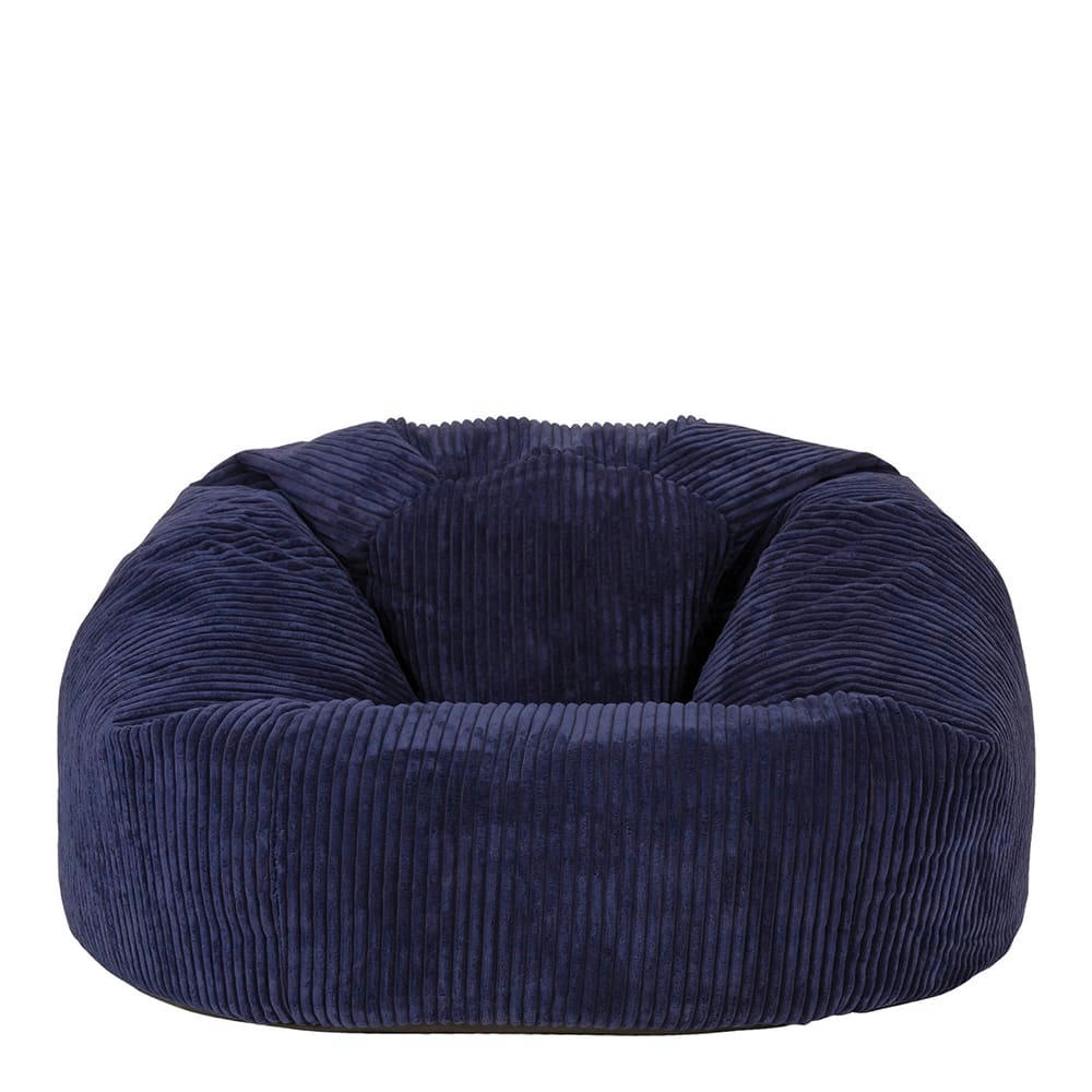 KINGSTON - Pouf Icon velours côtelé bleu marine