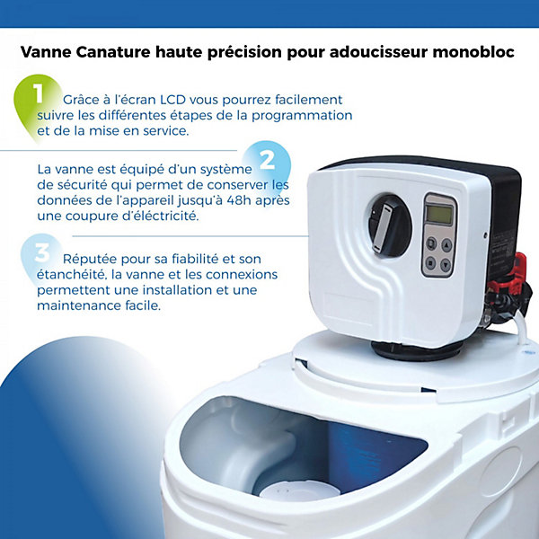 Adoucisseur D'eau 20l Vanne Canature Complet Avec Accessoires - 1 à 4 Personnes