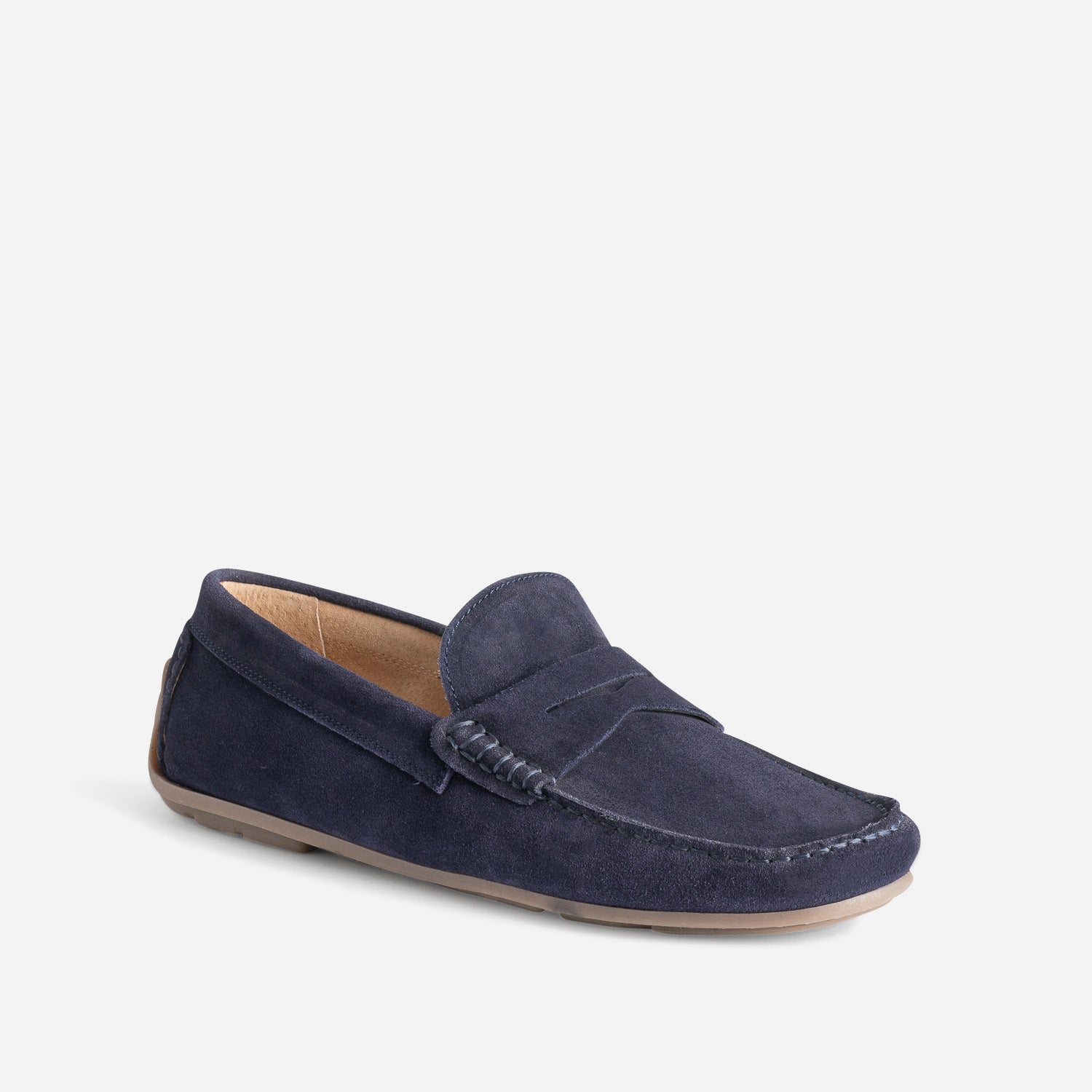 Mocassin marine en cuir velours
