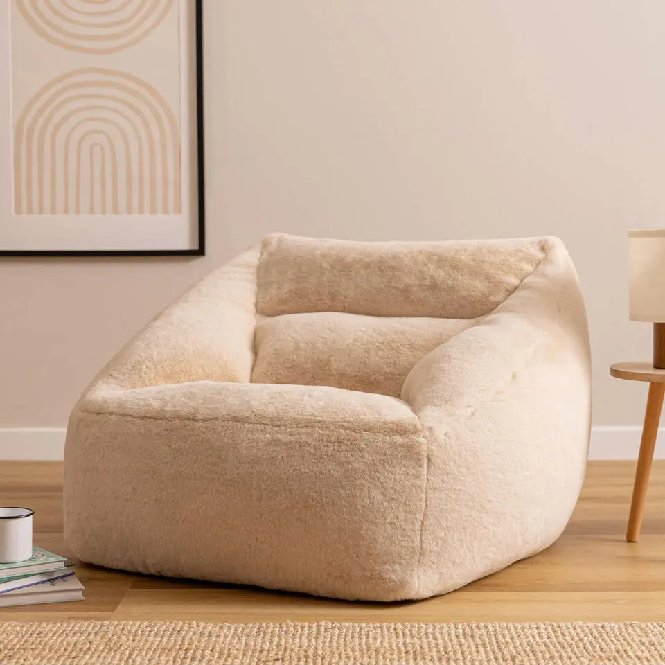 icon - Natalia XL Zitzak Fauteuil - Fluffy Pluche Imitatiebont - Cr&egrave;me