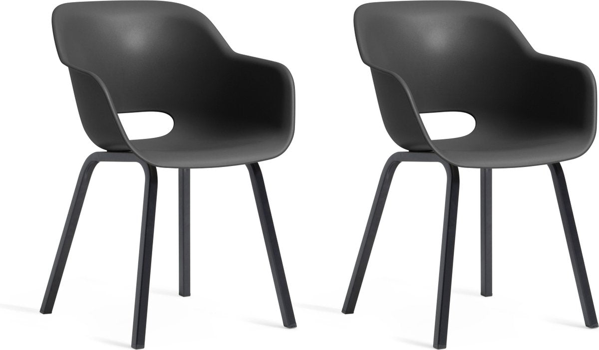 Keter Noa Tuinstoel - 2 stuks - 55x56,5x80cm - metalen frame - Zwart