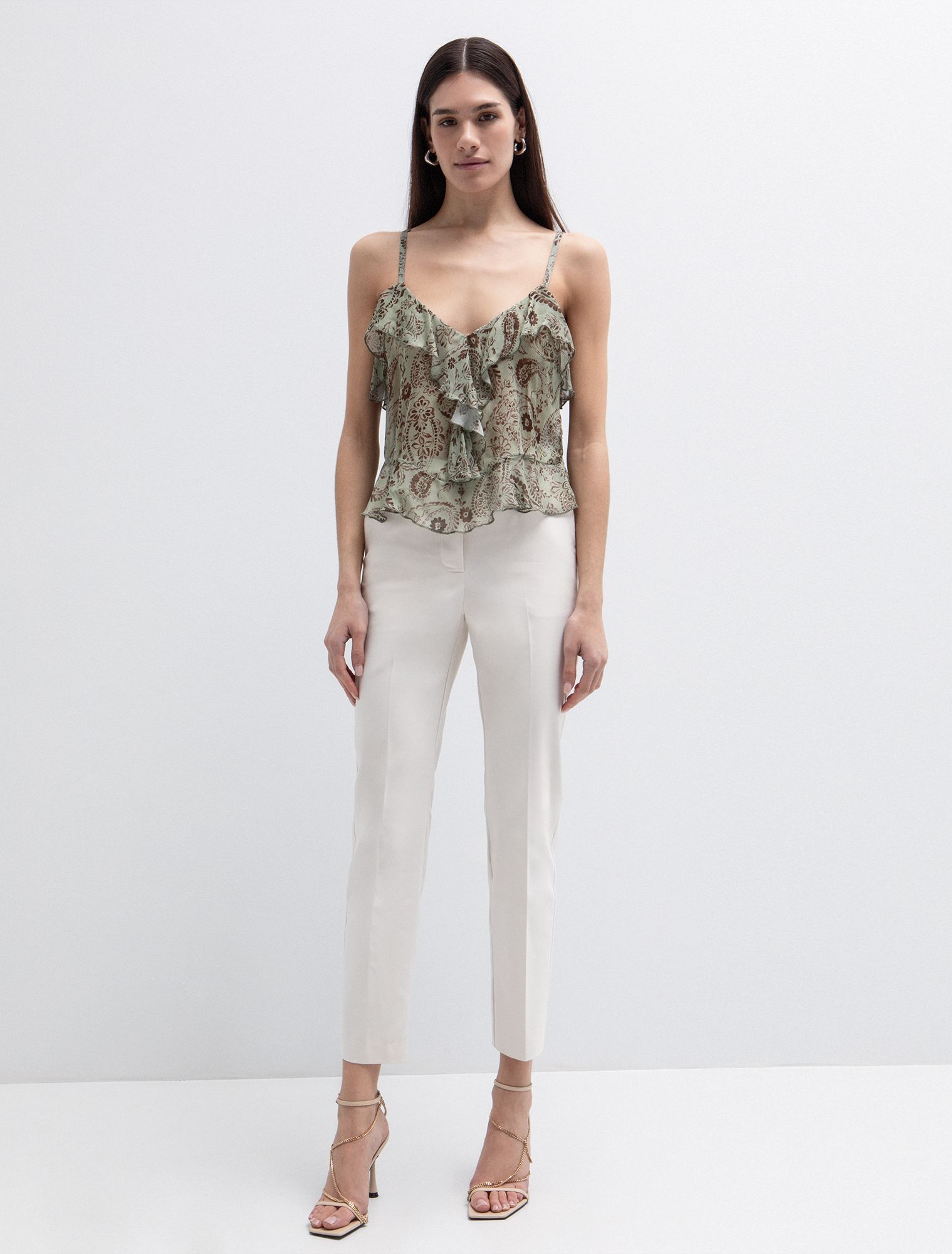 Ruffle τοπ με τύπωμα λαχούρι