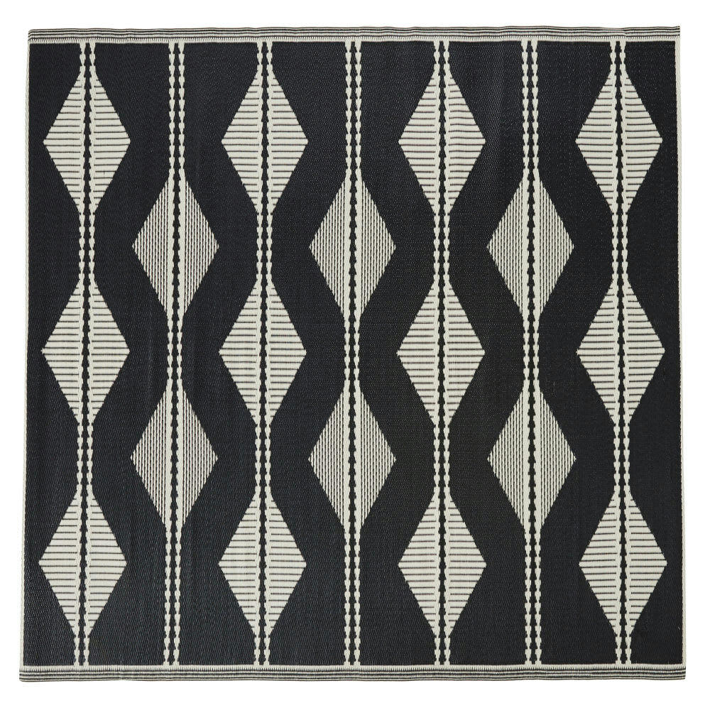 ADEM - Tapis en polypropylène motifs graphiques noirs et écrus 270x270