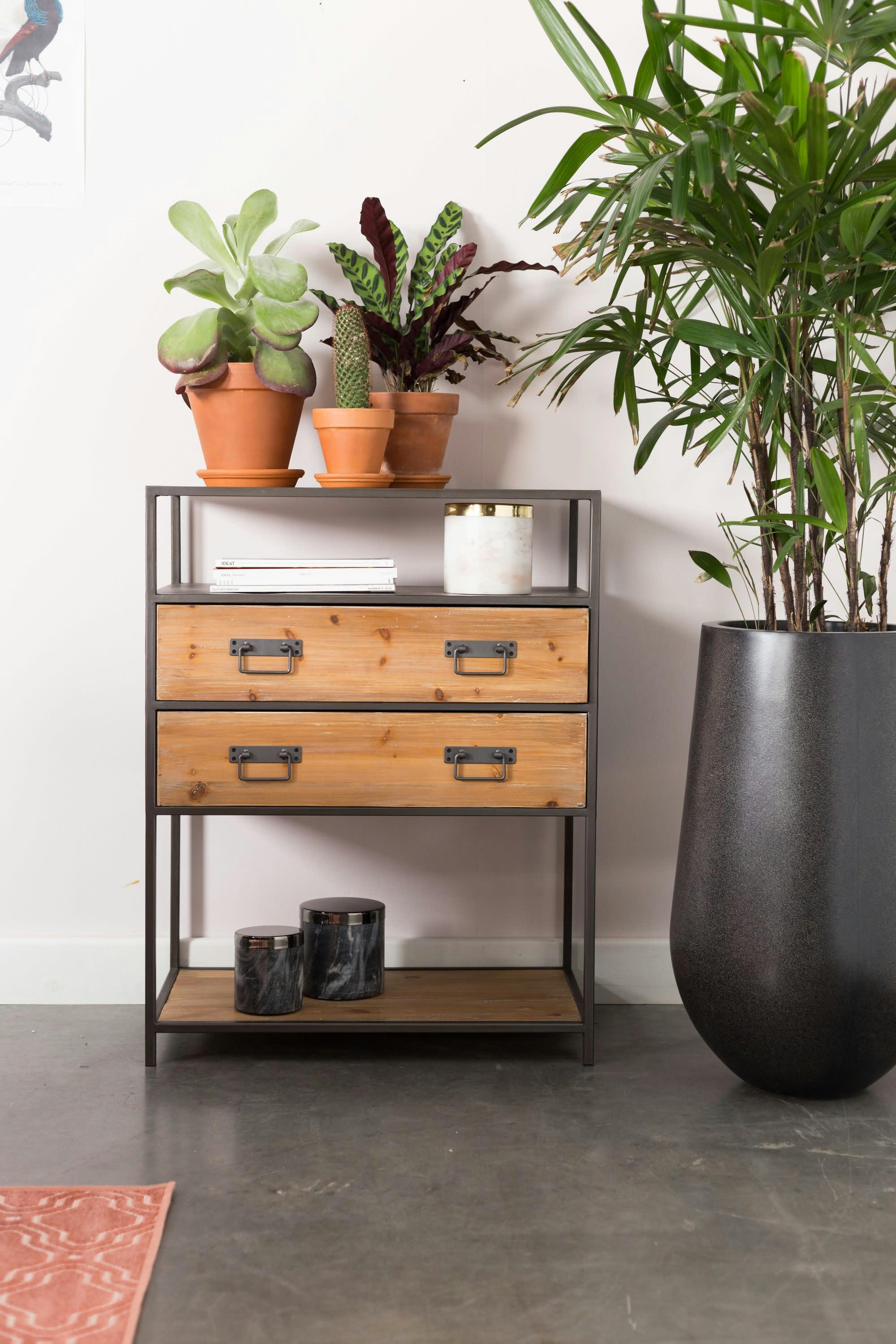 SAMUEL - Console à tiroirs en bois beige