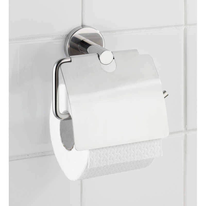 Porte-rouleau papier toilette avec rabat Bosio inox brillant WENKO