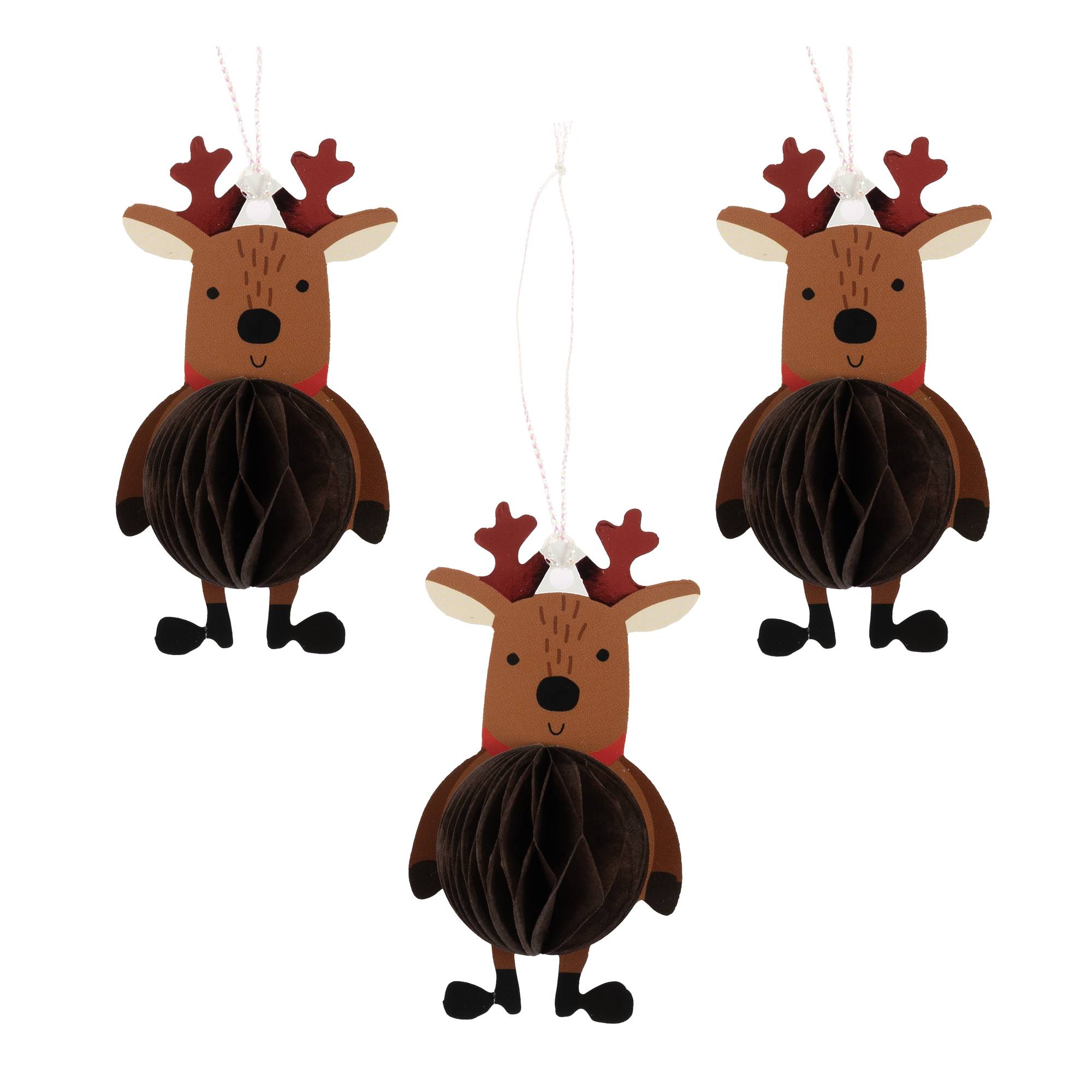 Mini Reindeer Honeycomb Tags 3 Pack