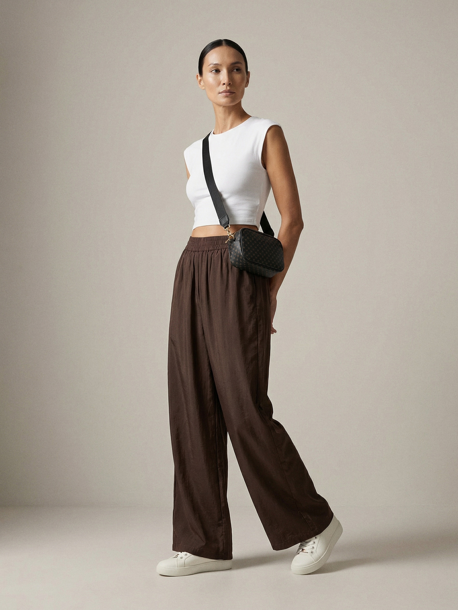 Spodnie wide leg z modalem