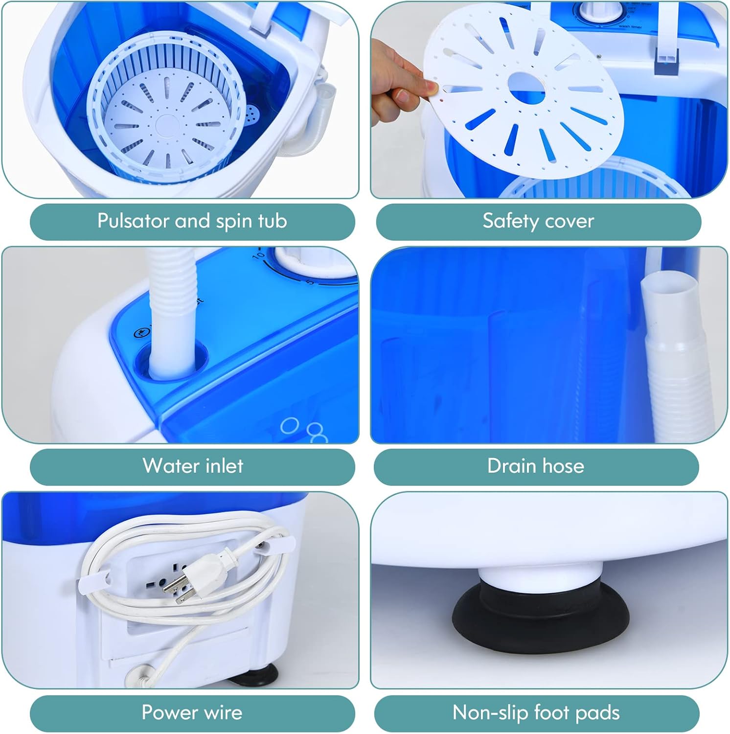 Giantex Portable Washing Machine, Mini Washer and Spinner Combo, 5.5lbs Washing Capacity, Semi-automatic Compact Laundry Machine for Apartment Dorm RV
