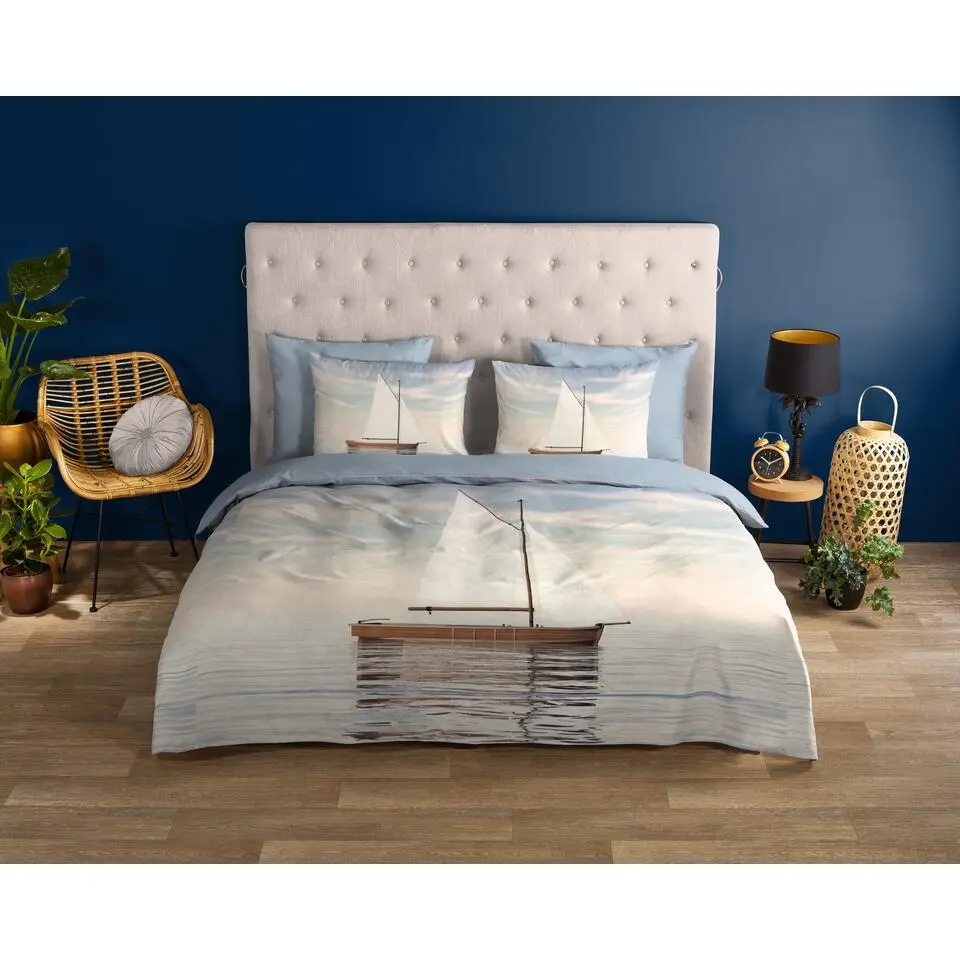 Good Morning Zeilboot Dekbedovertrek Blauw-1-persoons (140 x 200/220 cm)