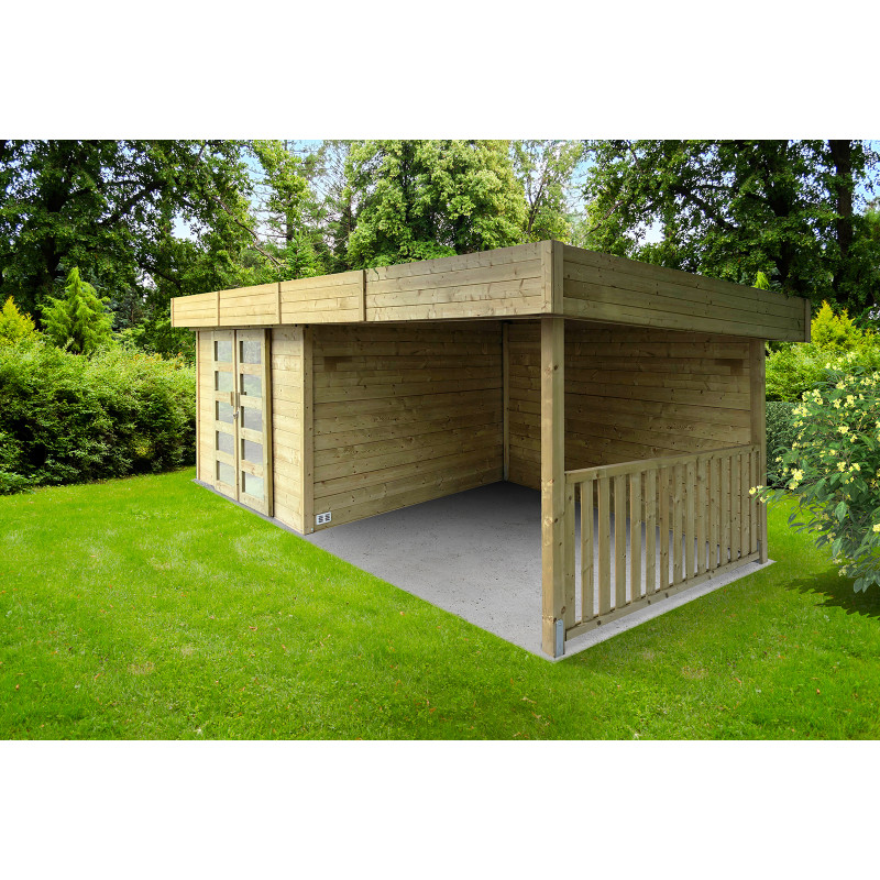 Abri de jardin en bois Arhus traité 28 mm 3,3   3,17 x 2,45 m SOLID