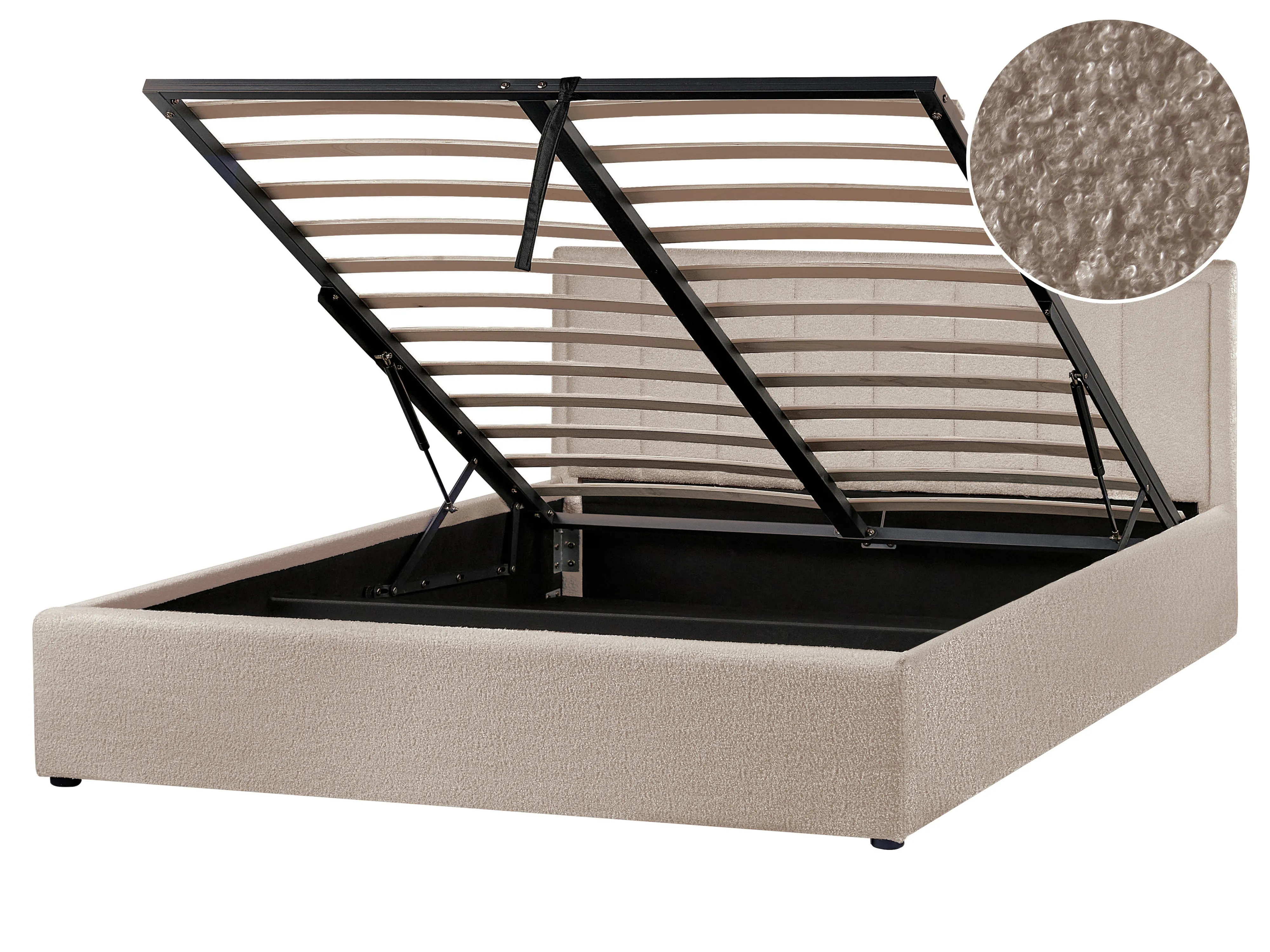Ottoman Bed Boucle MONTLAUR 140 x 200 cm (EU Double) Taupe
