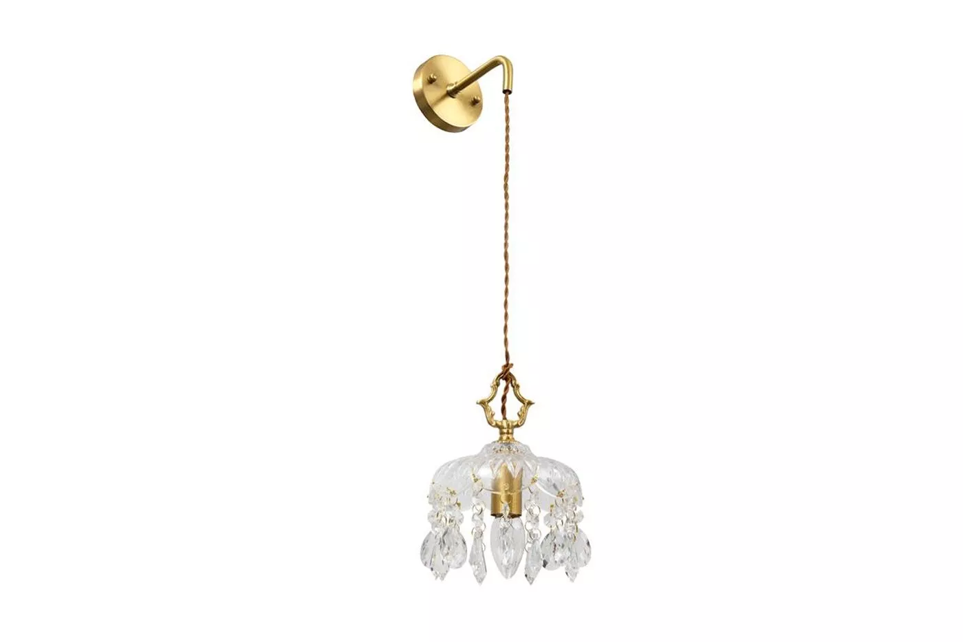 Kinkiet Lampa Kryształowa Ścienna RENTON Złota Vintage 70 cm
