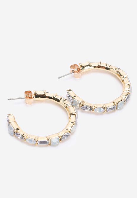Womens Gold Jewel Embellished Hoop Earrings