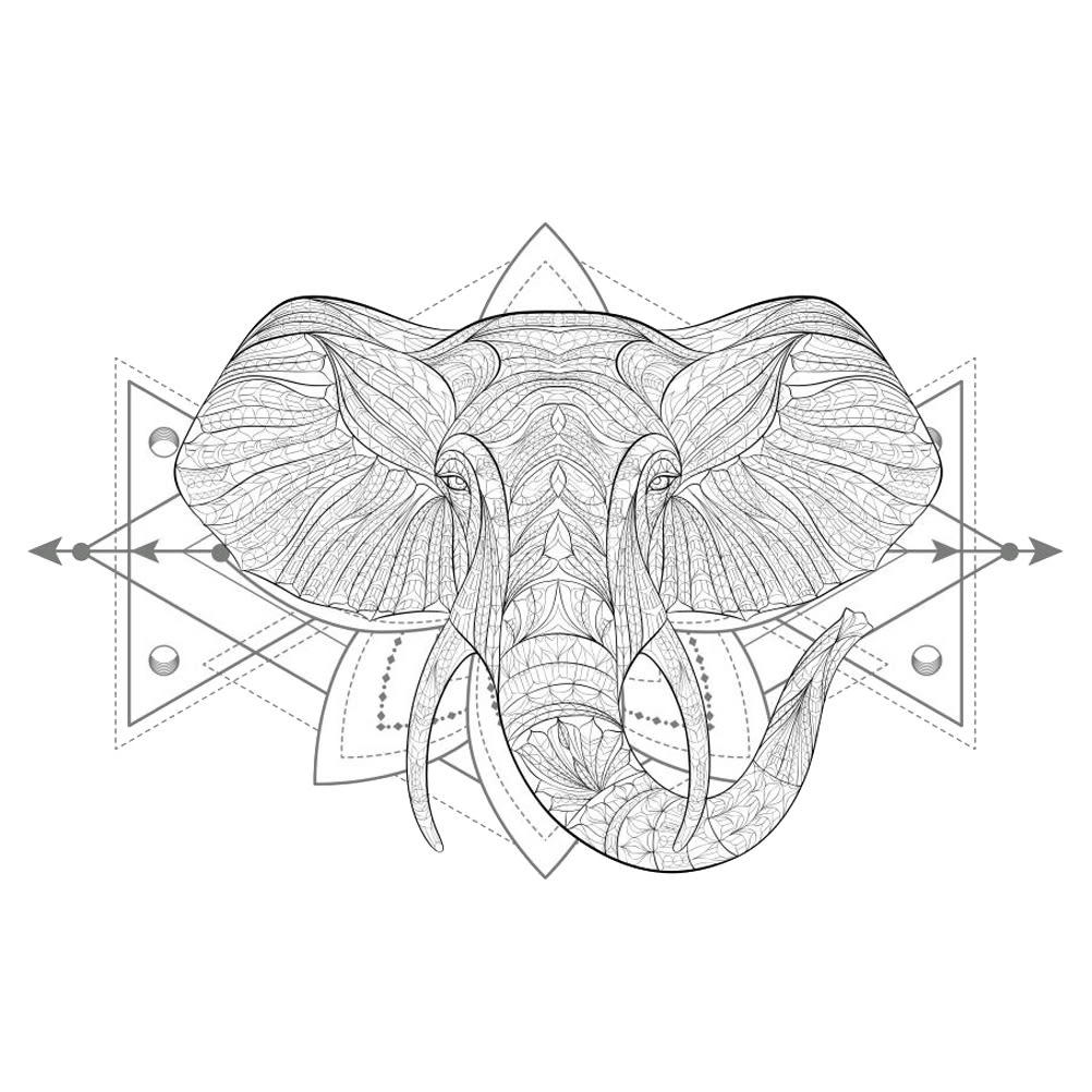 BOHO ELEPHANT - Décoration adhésive murale éléphant 50x70cm