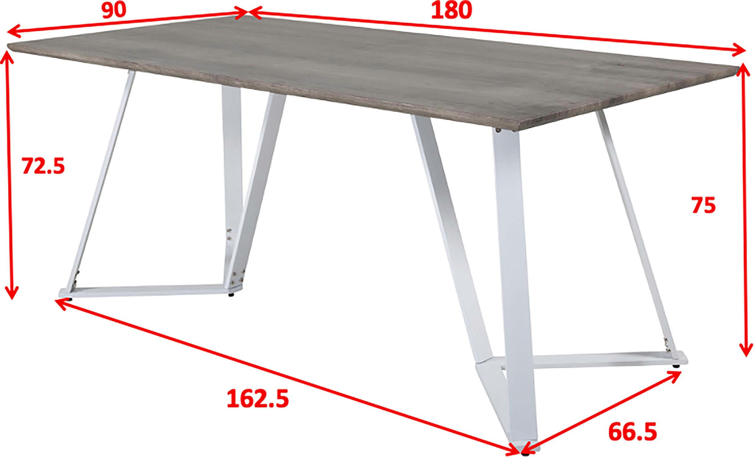 - Table de repas acier et mdf marina 180 x 90 cm