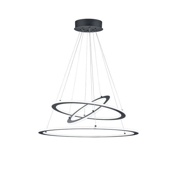 TRIO - Hanglamp Durban Antraciet Ø 80 cm .