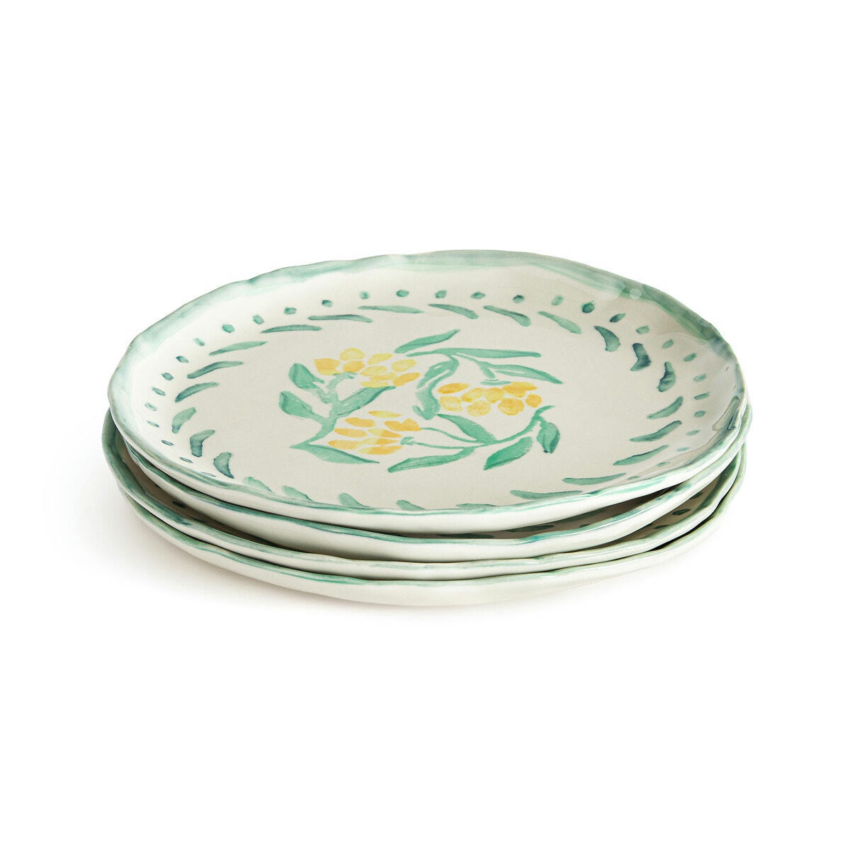 Lot de 4 assiettes plates en grès, Capria