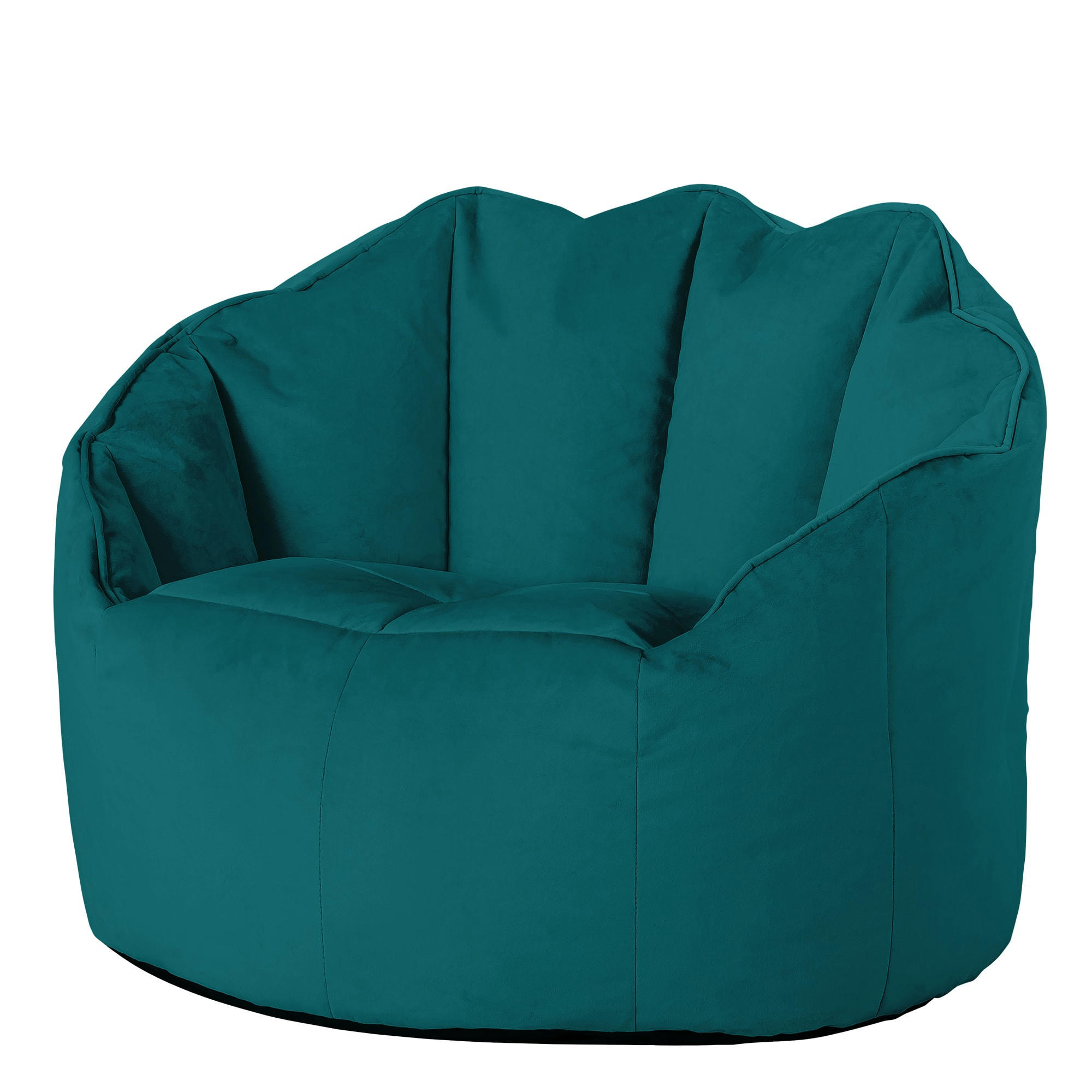 SIRENA - Pouf fauteuil velours bleu canard