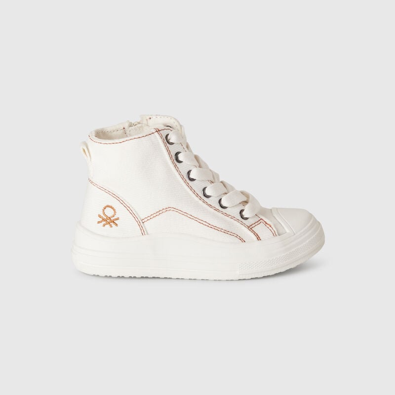 Denim-effect high-top sneakers