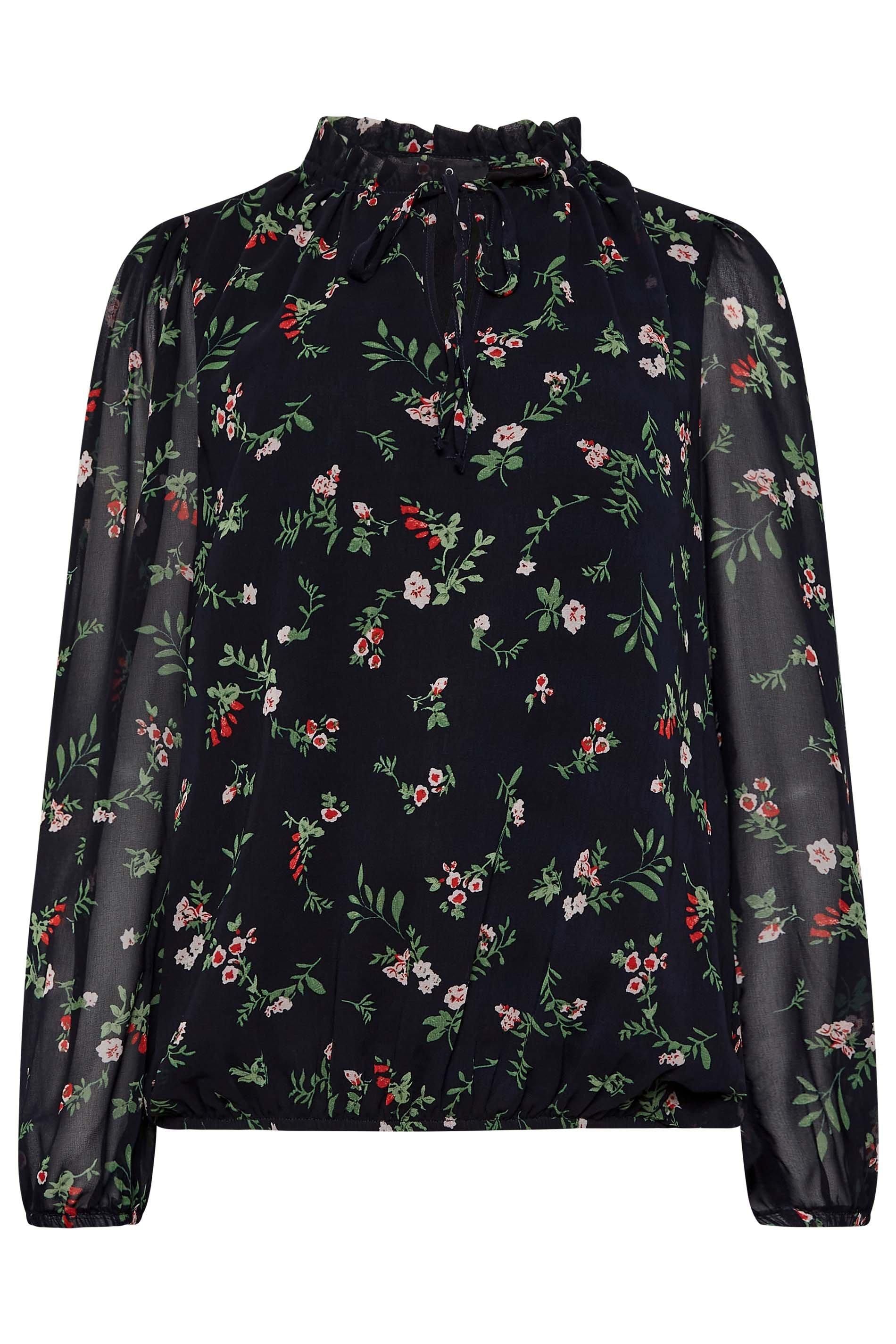 M&Co Floral Print Tie Neck Blouse