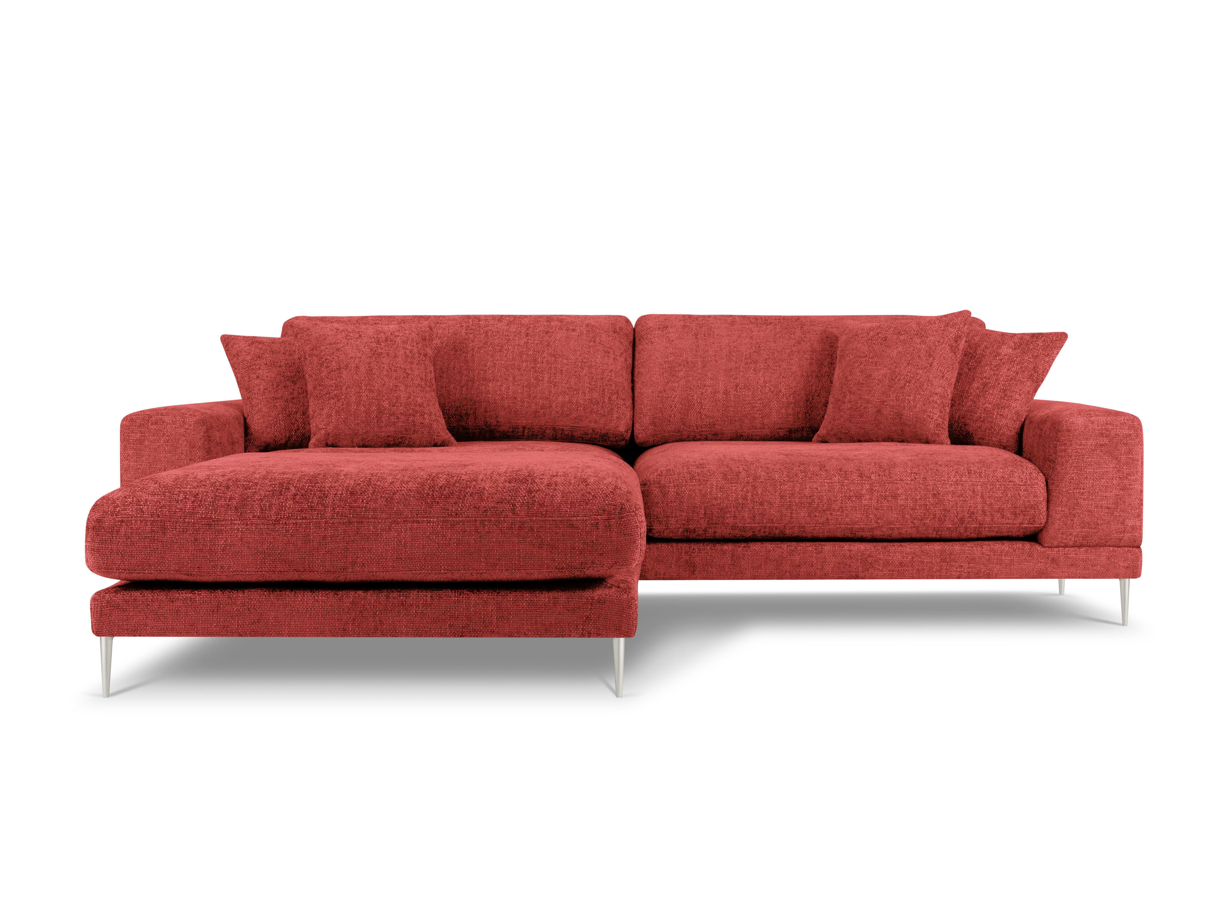 JOG - Canapé d'angle gauche 5 places en tissu structuré rouge