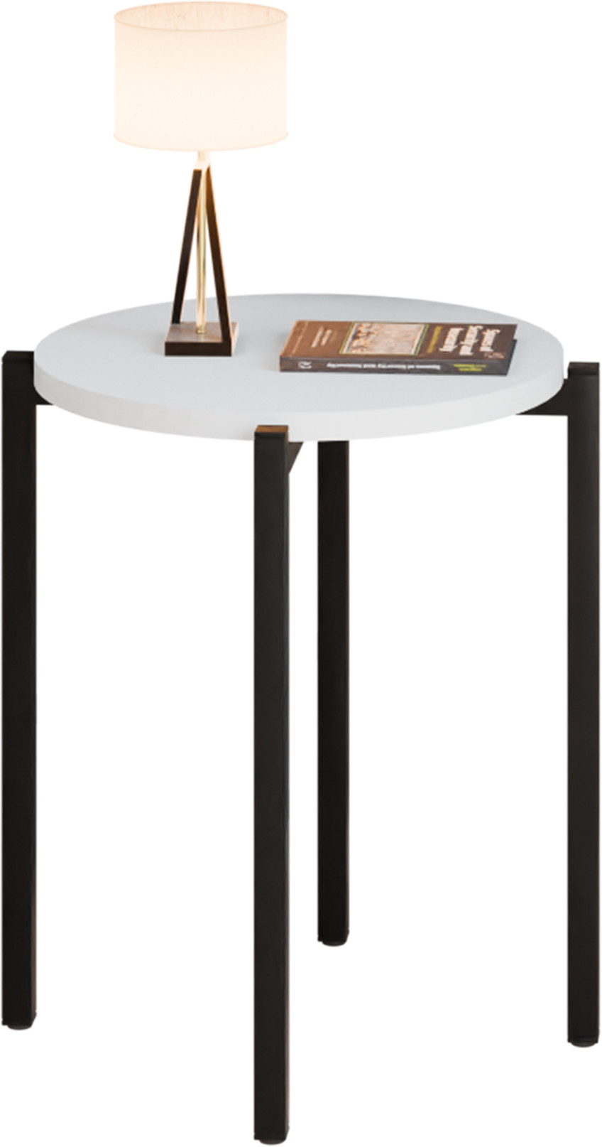 Stolik nocny okrągły loft 35x35x46 cm metalowy czarny