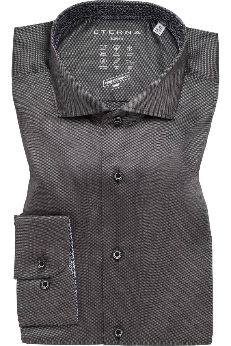 ETERNA Performance Slim Fit Tencel Hemd anthrazit, Strukturiert