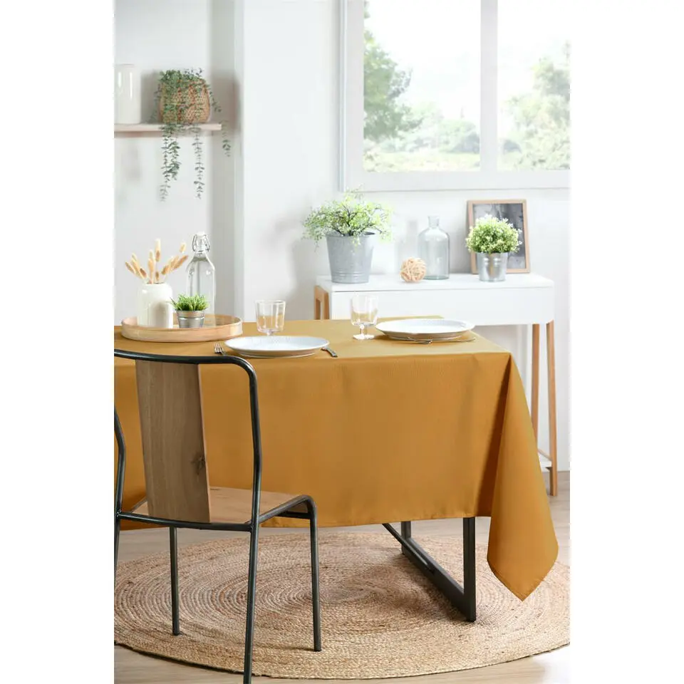 Stof Textile Tafelkleed - 145 x 240cm - mosterd geel - Tafellaken