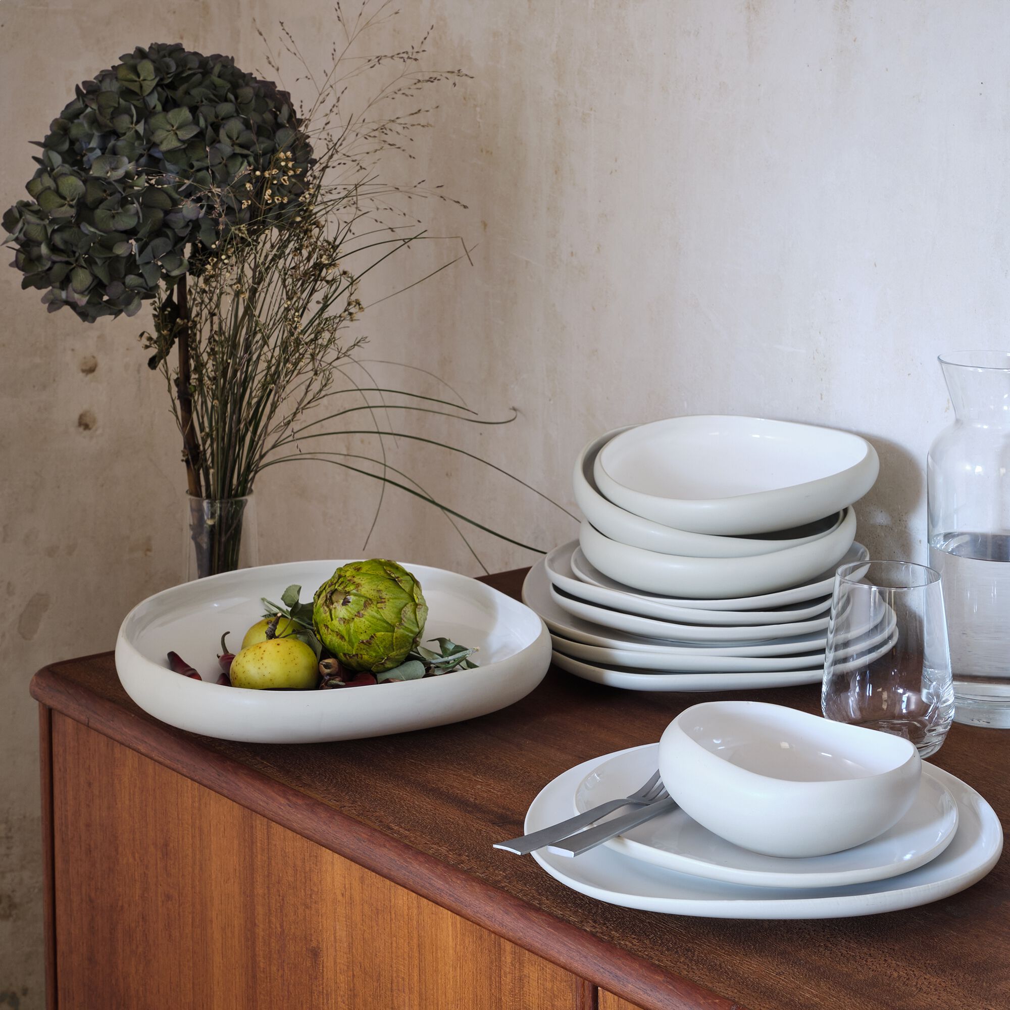 KYMA - Assiette à dessert en grès D21cm - blanc ventoux