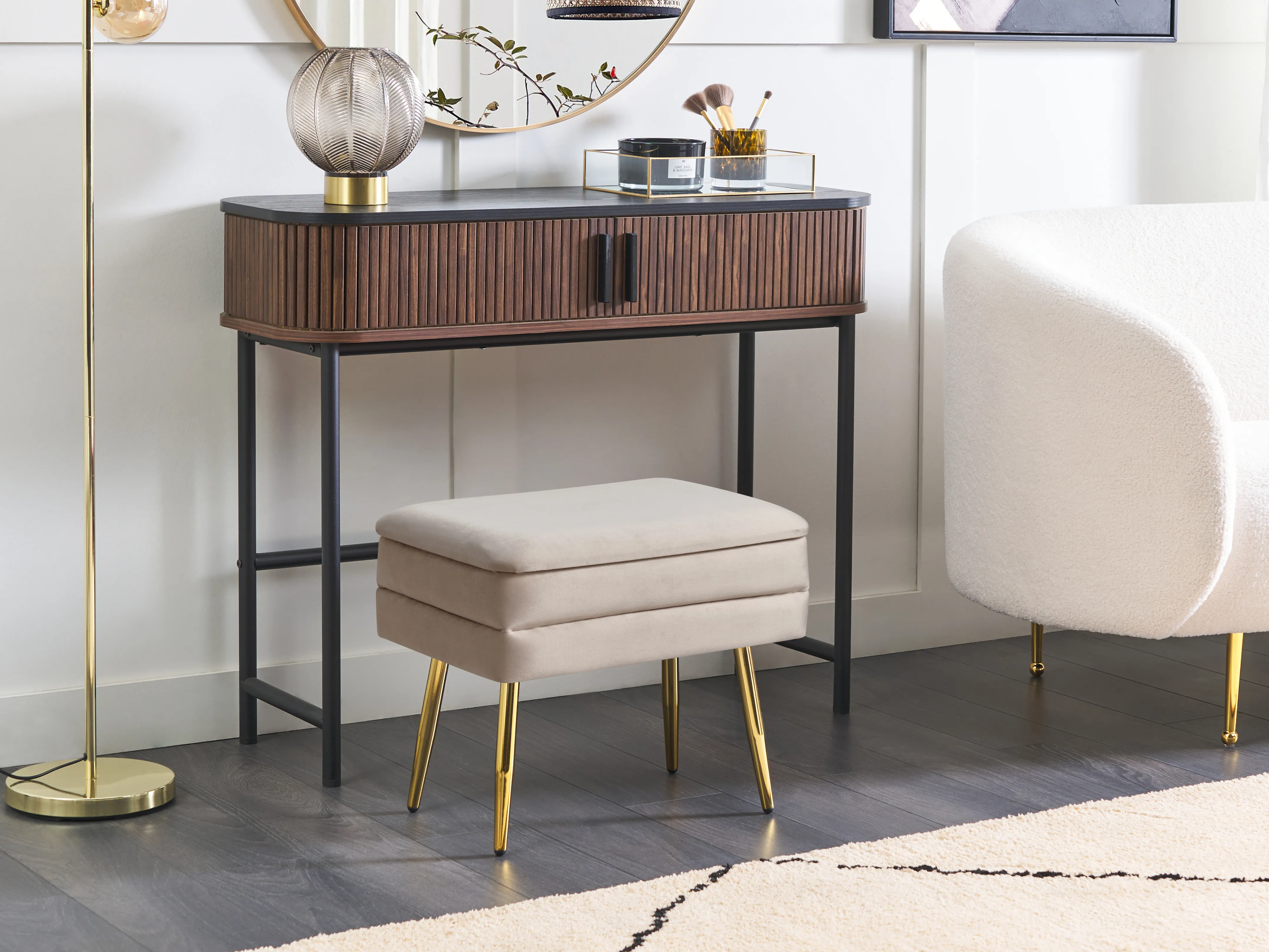 Upholstered Storage Bench ODESSA Velvet Beige